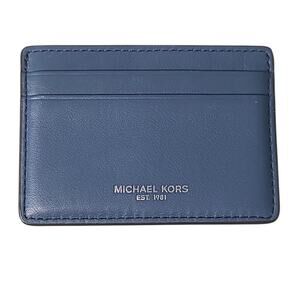 Michael Kors Blue Warren Tall Card Case Leather